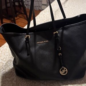 Michael Kors Black Tote with Gold Accents